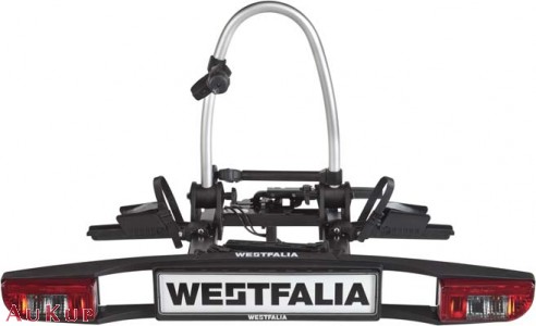 Westfalia Automotive bikelander Premium Fahrradträger für Anhängerkupplung  - LED-Hybrid-Leuchten & x für Fahrradträger - Praktische Gepäckbox